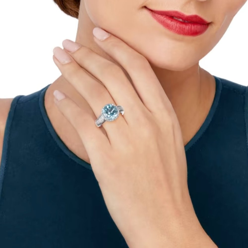 Ross-Simons 4.50ct Sky Blue Topaz & .20ct White Topaz Sterling Silver Ring